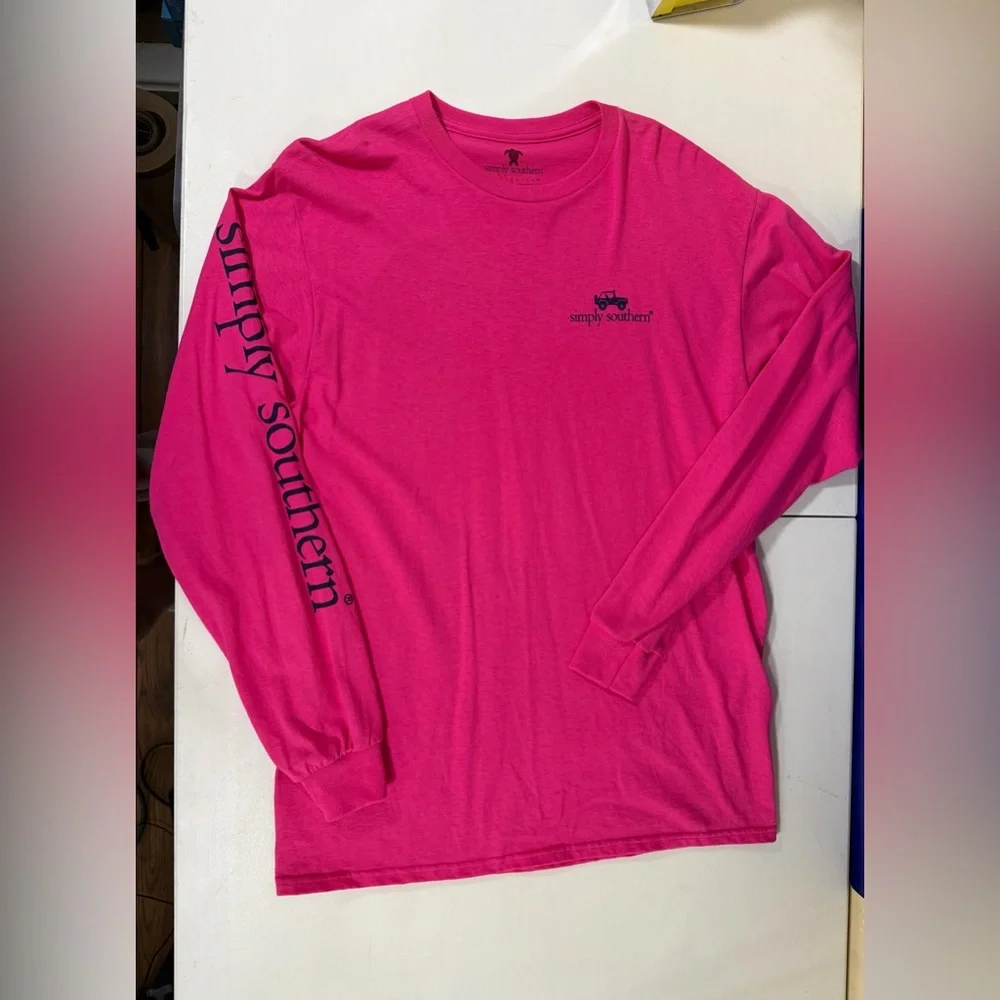 Womens Simply Southern “LIVE WHAT YOU LOVE ” Pink T Shirt sz Medium EUC - Picture 5 of 12